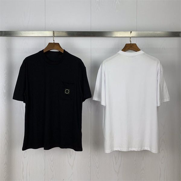 

mens t shirt 2020 fashion simple pocket badges pattern polos short sleeves t shirts men and women casual hip hop tee, White;black