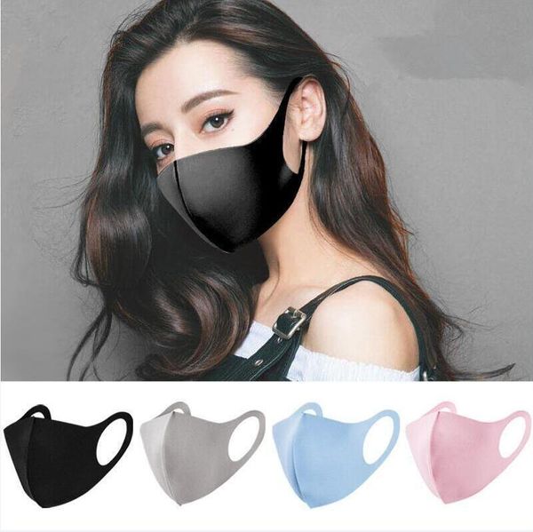 

ce silk face maks solid ice silk mouth cover 5 colors kids dustproof washable mouth muffle reusable anti dust masks cca12294 120pcs, Black;white