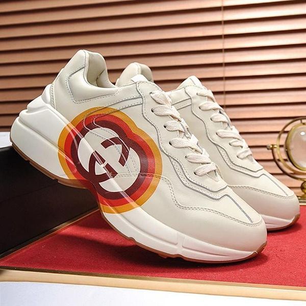 

mens shoes leather big size rubber sole scarpe da uomo lace -up design rhyton leather sneaker mens shoes casual fast shipping