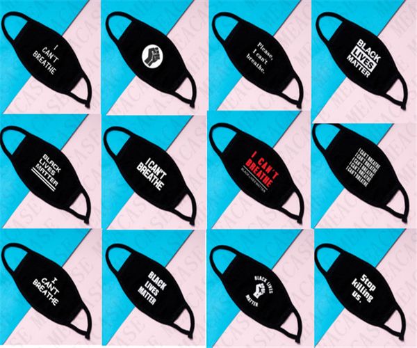 

i can't breathe cotton face mask mouth-muffle masks black lives matter printed dustproof double layer face cover reusable mask d7703, Black;white