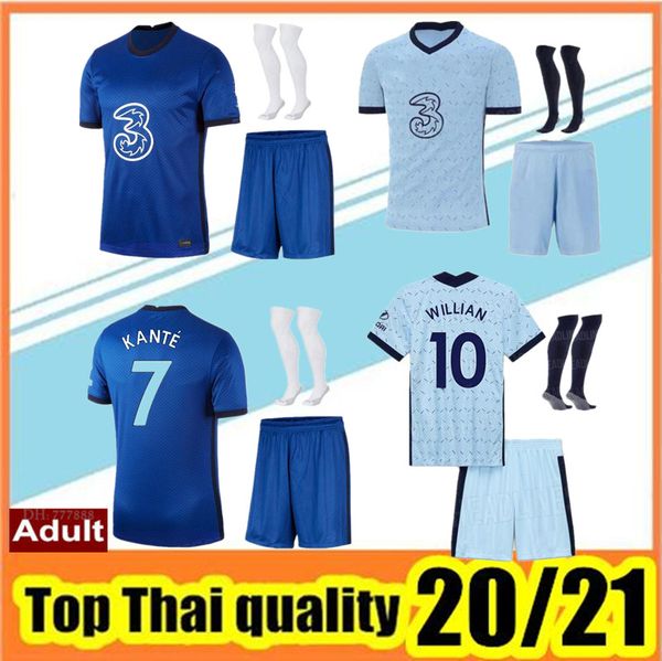 

2020 2021 kit+sock pulisic morata kante soccer jerseys 20 21 camisetas kits willian giroud pedro rudiger maillots football shirt, Black;yellow