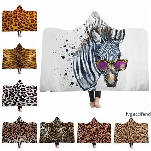 

leopard hooded blanket tiger pattern fleece blankets kids throw blanket winter sofa bedding supplies christmas gift 18 designs 30pcs yw1719