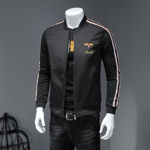 

2020 plus size jacket fashion slim high-end spring and autumn boutique wild high-end embroidery stand collar coat korean version, Black;brown