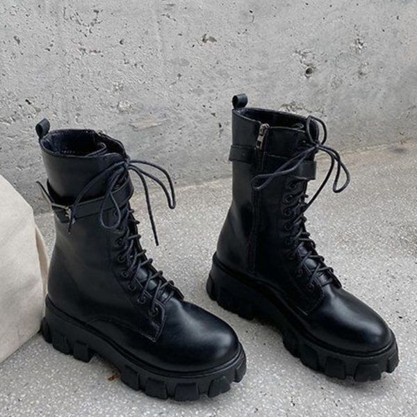 

platform heels boots autumn style punk boots female motorcycle 2020 women black shoes