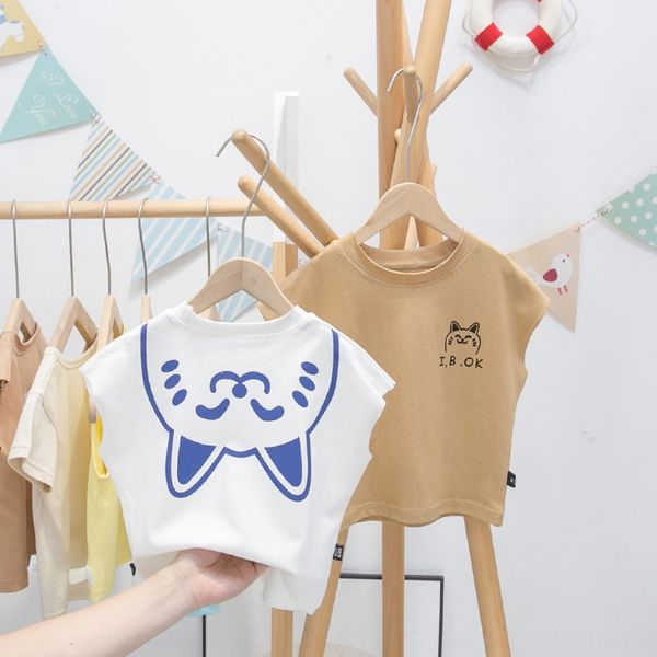

yyvzc boys' baby summer 2020 new fashionable cool wide shoulder round collar children's armless wear vest vest korean fashionable, Blue