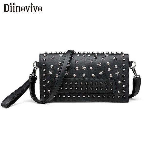 

diinovivo punk evening clutch bags women rivet star shoulder bag female classic messenger bags purse and handbag lady whdv1393