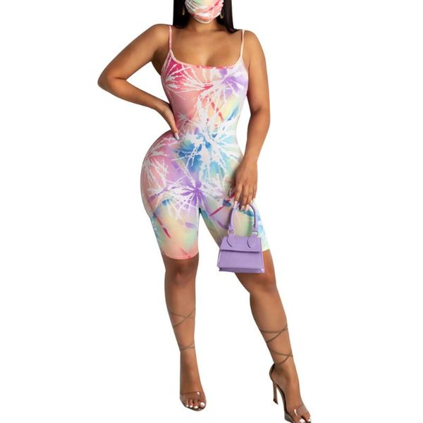 

women's jumpsuits & rompers sports romper, summer jumpsuit, off-shoulder tight elastic home gym sling wear dye printed shorts, Black;white