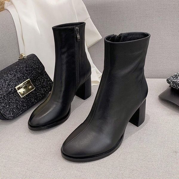 

2020w spring and autumn models wild boots high heels winter thick with martin boots british style new single boots, original box delivery