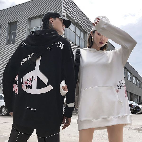 

2019 осень новая волна уличных государств с длинными рукавами свитер свободные хип-хоп мужские ins tide бренда печати балахон прилива, Black