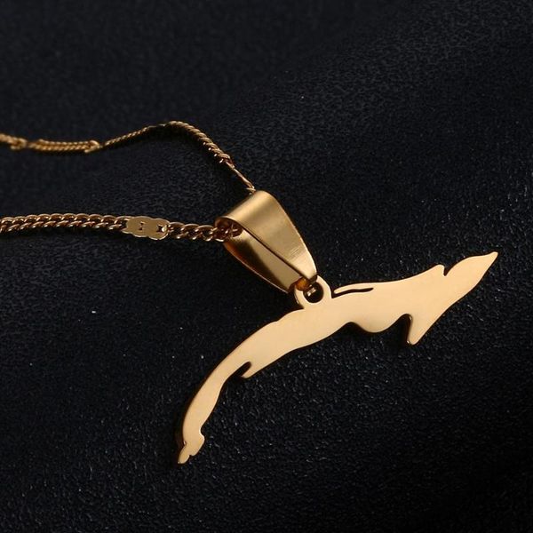 

stainless steel gold color small size cuba map necklaces for women map of cuba charm cuban jewelry, Silver