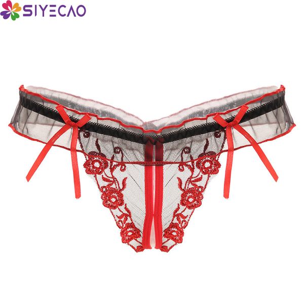 

women's panties women underwear female embroidery lingerie g-stings lace bow crotchless thong young girls t-back bikini, Black;pink