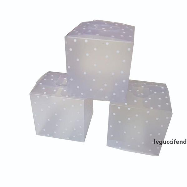 

100p 4 5 6cm dot translucent pvc square candy box cookie packing box jewelry gift baby shower birthday wedding party decor7
