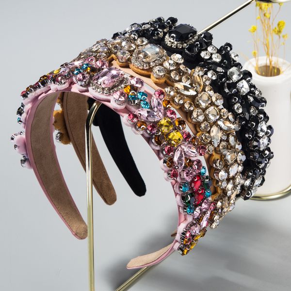 

hair band women's all-match outdoor creative baroque hair band inlaid with colorful rhinestones fashion headwear, Silver