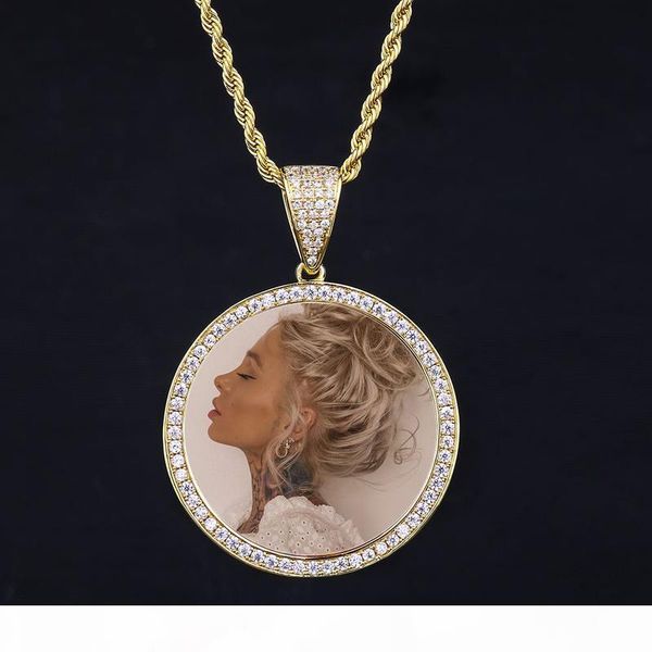 

14k gold iced out custom p pendant picture engrave necklace lettering mother's day special gift, Silver