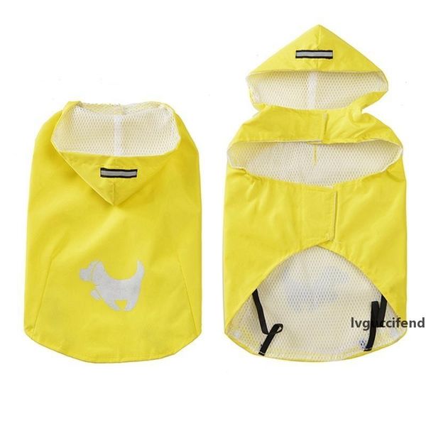 

pet reflective raincoat puppy printed waterproof hooded sleeveless dogs coat for outdoor puppy rain coat regenjas hond s-xl t200328