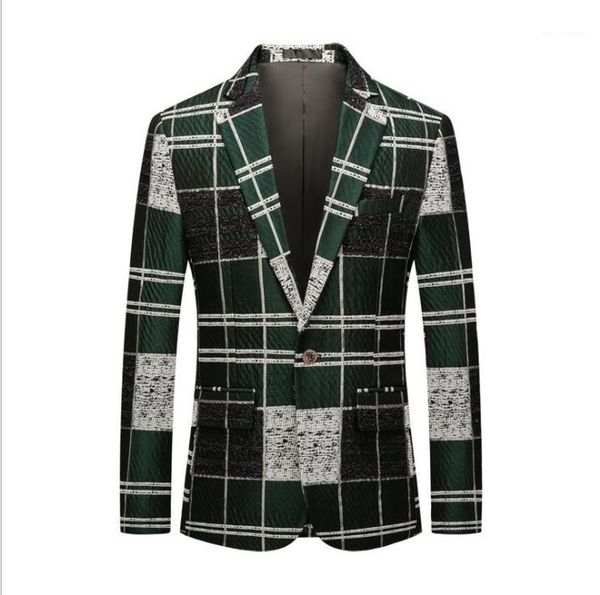 

mens green plaid party blazers 6xl men spring wintner plus size patchwork button blazer man fashion clothes, White;black