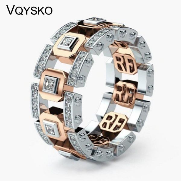 

fashion lovers howllow crystal rings with two color plated copper technology women accessories jewelry ring for party, Golden;silver