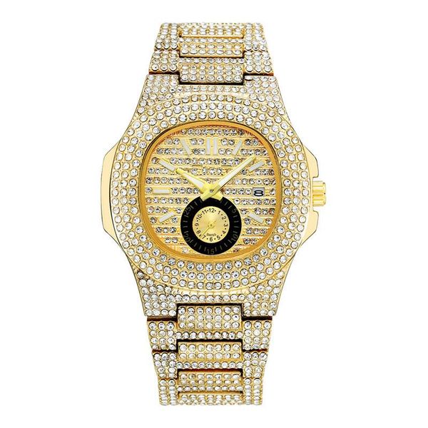 

fashion womens luxe wristwatches golden stainless steel full of diamonds women girl watches quartz movement women casual business watch 02, Slivery;brown