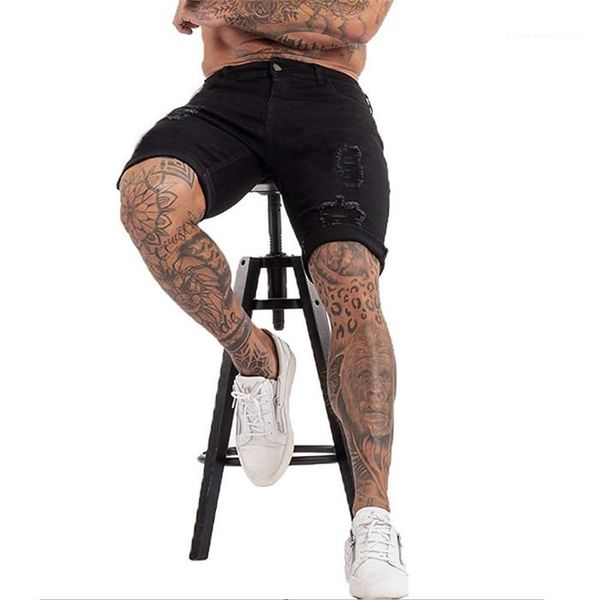 

mens black hole loose shorts man summer designer knee length high street fashion demin short men casual clothes, White;black