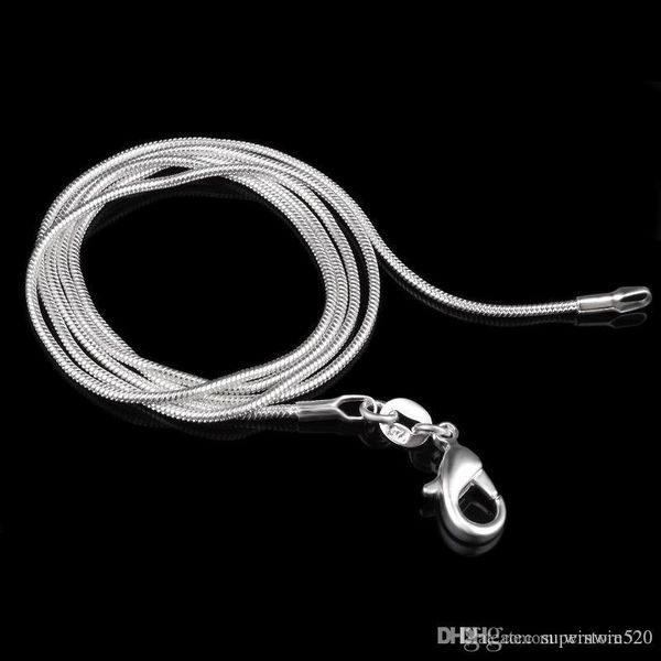 

1mm 925 silver plate/fill snake chain necklace 16 18 20 22 24 inch chains fashion jewelry factory price