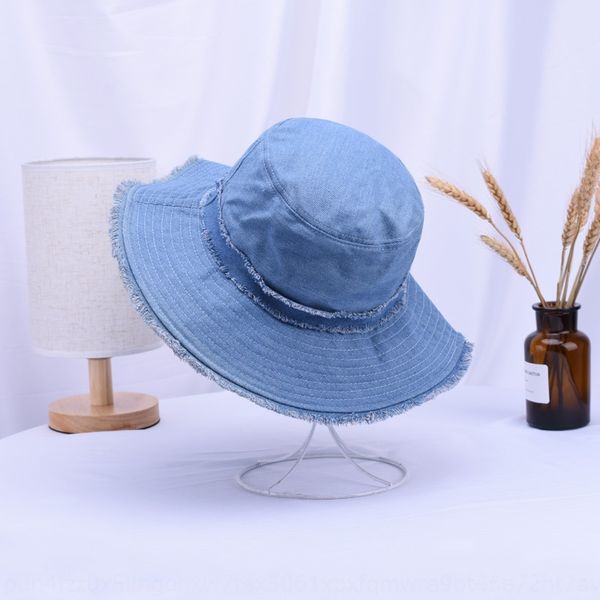 

dm24r fisherman female literary cowboy sun foldable simple edging sun large eaves basin cloth eaves basin cap fisherman cap bucket bucket ha, Blue;gray