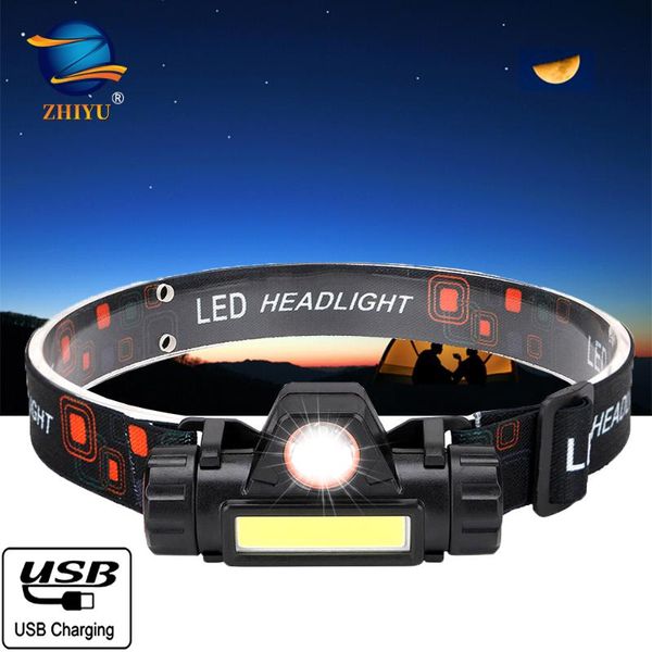 

headlamps zhiyu portable mini lantern q5+cob led headlamp + 1 * built-in 18650 battery outdoor camping headlight