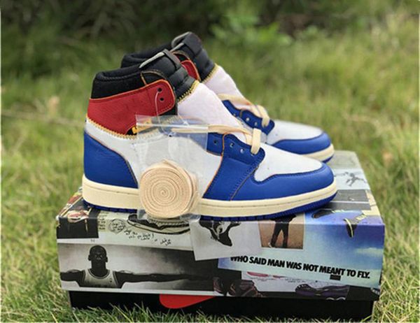

2020 authentic union x 1 high og nrg los angeles blue toe varsity red storm 1s basketball shoes man sneakers with box