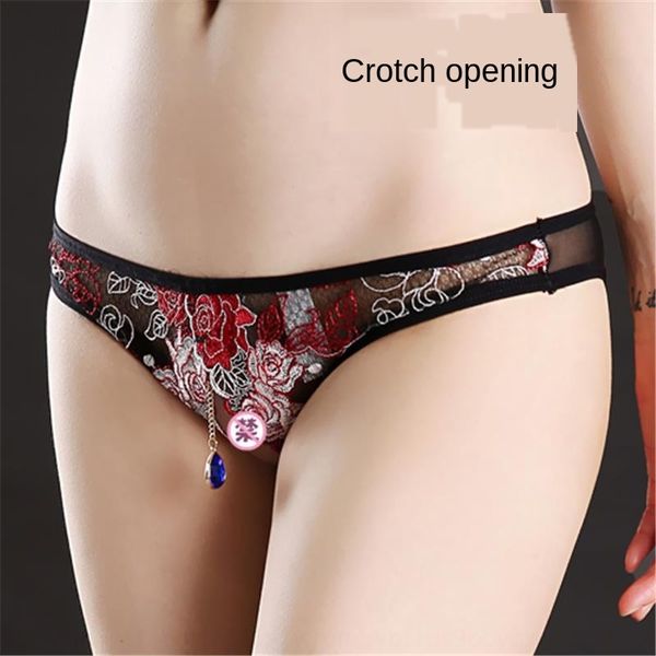 

high-end embroidery pendant underwear pendant open crotch transparent open crotch underwear women's breifs, Black;white