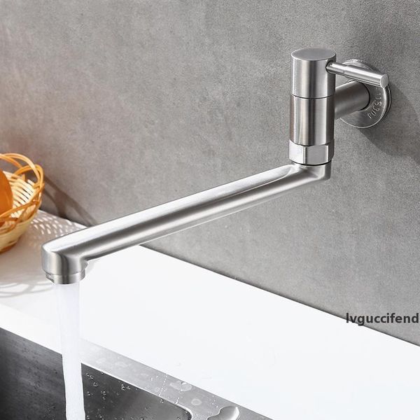 

kitchen faucet stainless steel 360 degree rotation sink tap lengthened swivel wall mounted single cold water faucet mop pool tap t200424