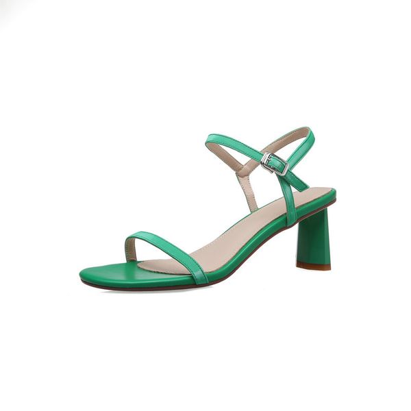 

genuien leather women sandals concise buckle high heels pumps summer elegant wedding party shoes woman size 41 42 43, Black
