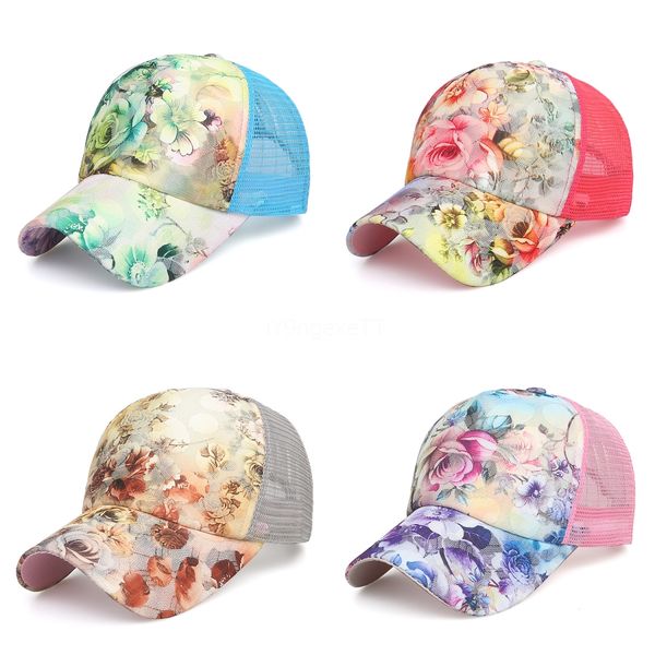 

summer women mesh ponytail baseball caps fashion tie dye snapback caps sport hat adjustable visor cap zza2396 120 1pcs#855, Black