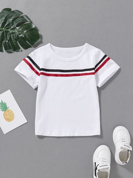 

ins wear new ribbon short-sleeved 2020 ins wear children's new 2020 boy's ribbon t-shirt boy's short-sleeved children's, Blue
