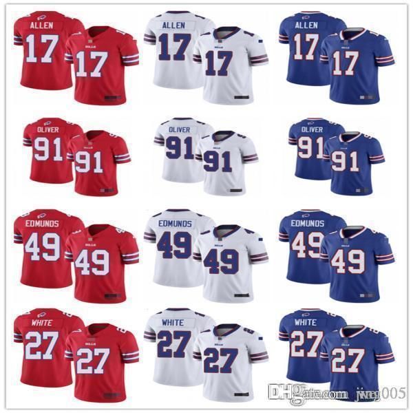 

men women youth buffalo bills 27 tre'davious white 17 josh allen 49 tremaine edmunds 91 ed oliver custom football jerseys, Black;red