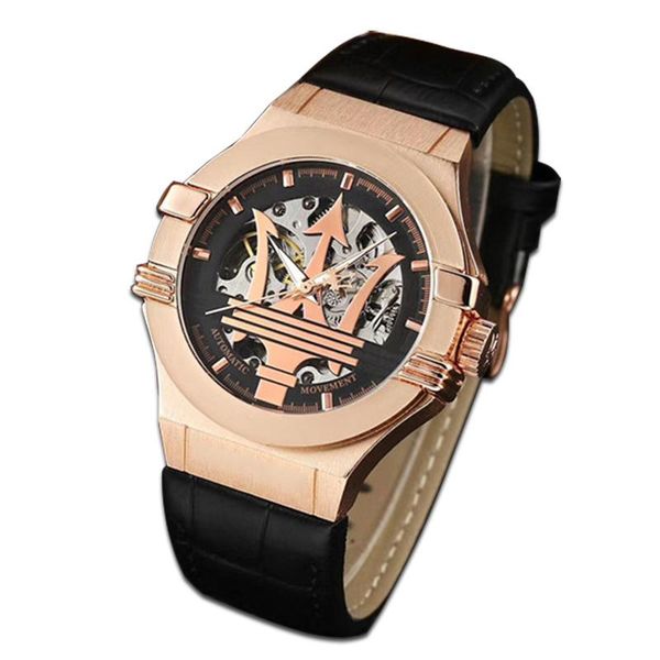

Top Men watch modern fashion business watch automatic mechanical movement three-Hand working dial soft leather strap boutique watches