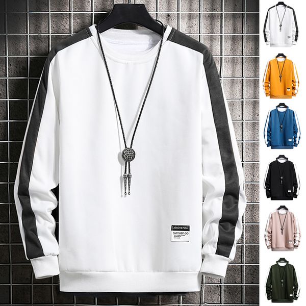 

men's hoodies & sweatshirts 2021 fashion harajuku men spring autumn 6 color hoodie mens casual o-neck patchwork sweatshirt for young, Black