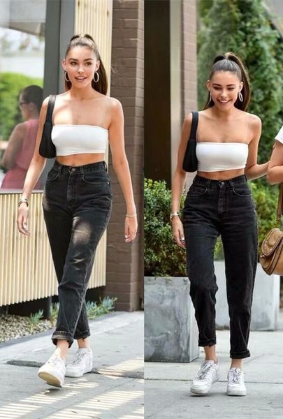 

ins 2019 spring new european and american street style retro high waist slimming washed old dad jeans loose cropped pants sale, Blue