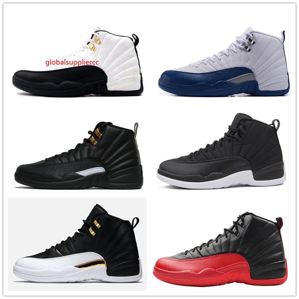 

12s classic 12 french gamma blue basketball shoes taxi ovo black nylon wings flu game 12s us8-13 rising sun cherry sneakers women men, Black;green