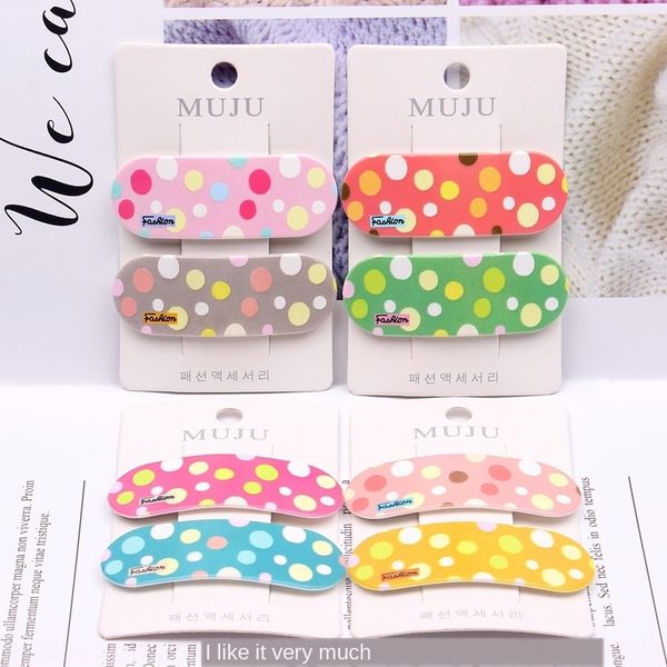 

f85ya korean style girls' hair accessories fashion colorful dot hairpin children's independent korean girl side d170 pair bb clip, Slivery;white