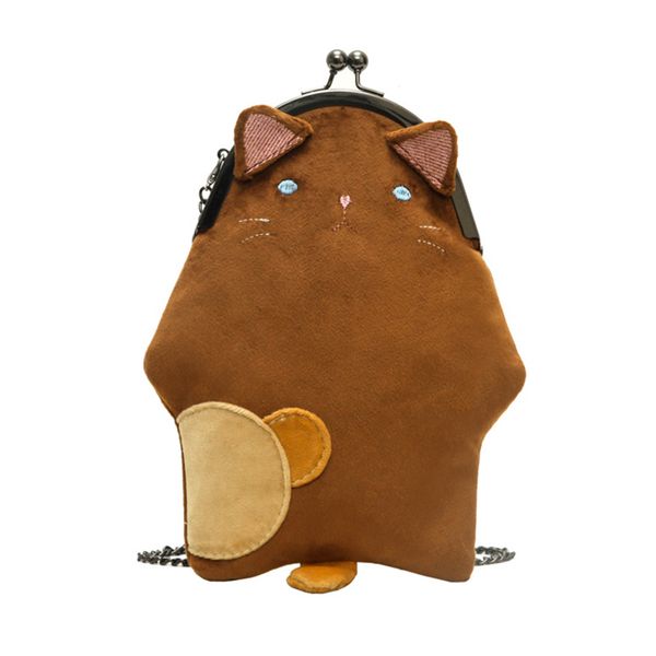 

cute cat shaped kisslock bag women shoulder bags small plush animal chain crossbody bag girls cartoon phone purses 2020 female