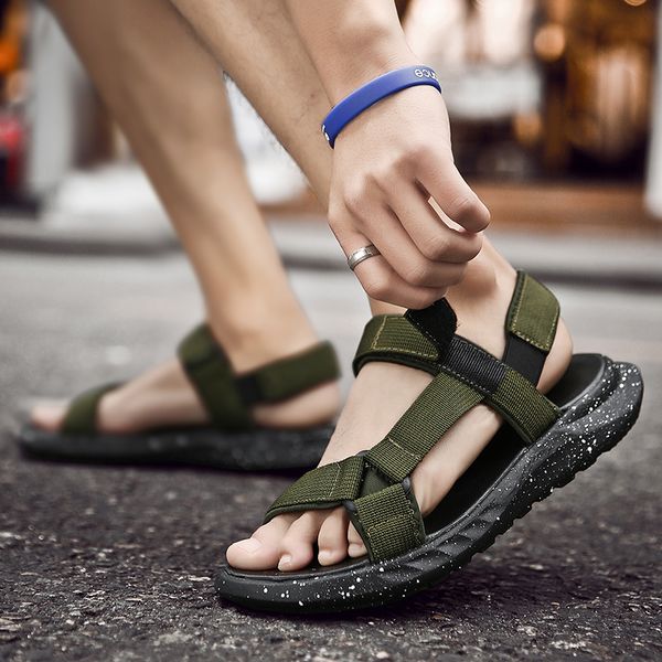 

leader show men sandals summer beach shoes roma leisure breathable gladiator sandals men shoes flip flops zapatos hombre, Black