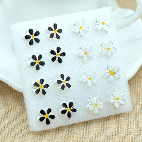 

earrings for women vintage drip white black flower stud earrings earings fashion jewelry channel stud earrings, Golden;silver