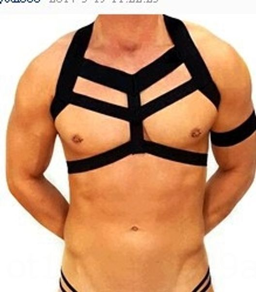 

men's big hp underwear strap chest strap chest strapdancing performance gay clothing men's underwear binding belt e423, Black;white