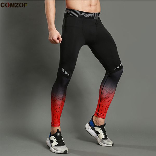 

bodybuilding men running pants reflective elastic tights quick dry mens sports training fitness gym leggings pantalon homme, Black;blue