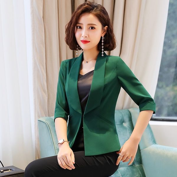 

summer new large long lapel personalized diagonal pocket solid color small suit women's casual coat professional coat anti-wrinkle, White;black