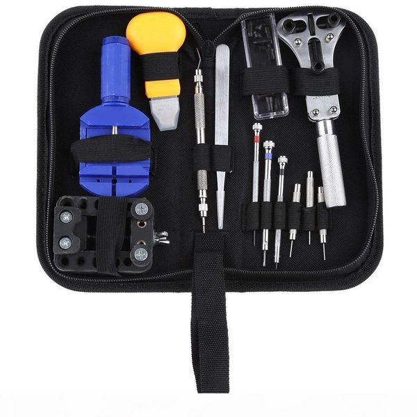 

k wholesale -13pcs watch repair tool kit set watch case opener link spring bar remover screwdriver tweezer watchmaker dedicated device