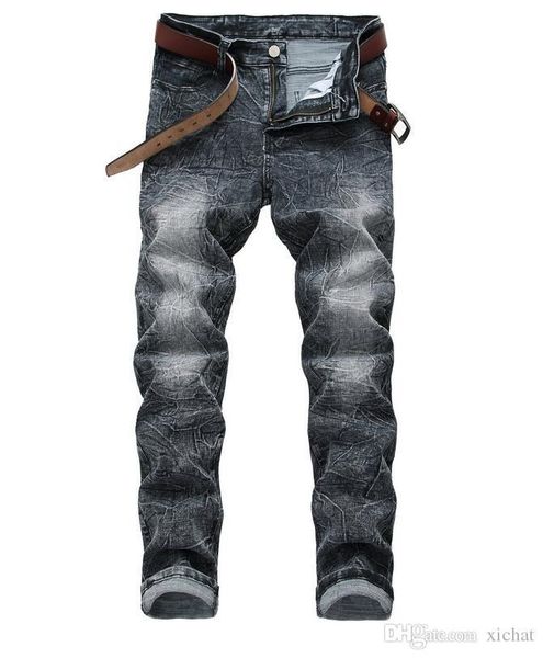 

big size jeans 2018 autumn new men's washed elasticity jeans denim pants slim casual streight leg jeans size 28-42 tx6677, Blue