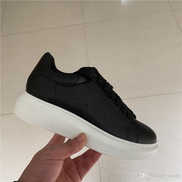 

classic brand designer men women fashion white leather low sports sneakers flat shoes 35-46 with box, Black