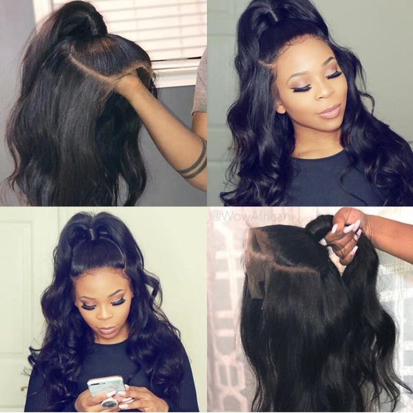 

ls hair 13x4 lace frontal human hair wigs brazilian body wave lace wig, Black