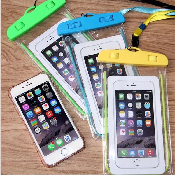 

transparent luminous mobile phone luminous waterproof pvc swimming fluorescent waterproof bag sports outdoor mobile phone diving bag