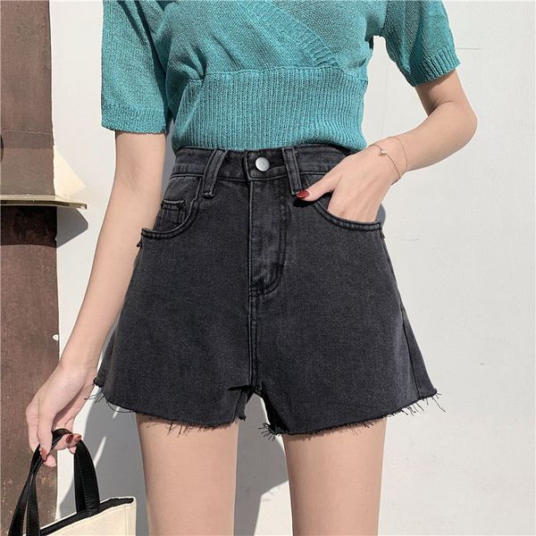 

women's shorts 2021 summer denim women high waist jean female loose black jeans with pockets casual plus size, White;black